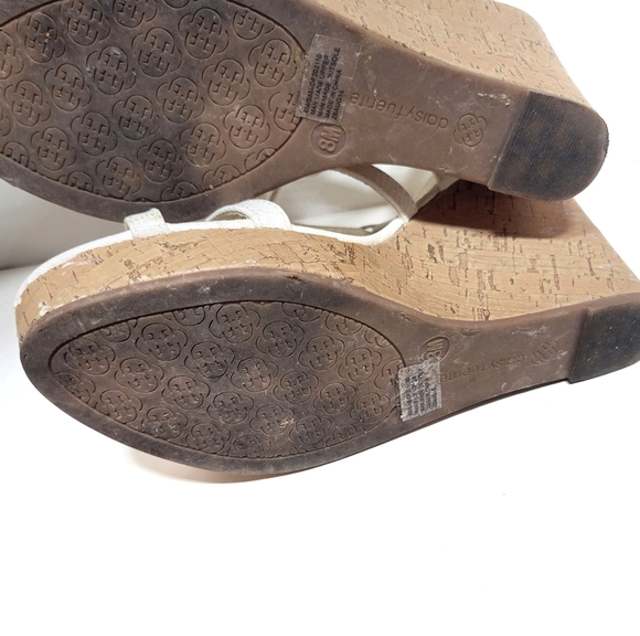 White strappy wedge sandals 8 Daisy fuentes women's spring cork heels - Picture 5 of 9